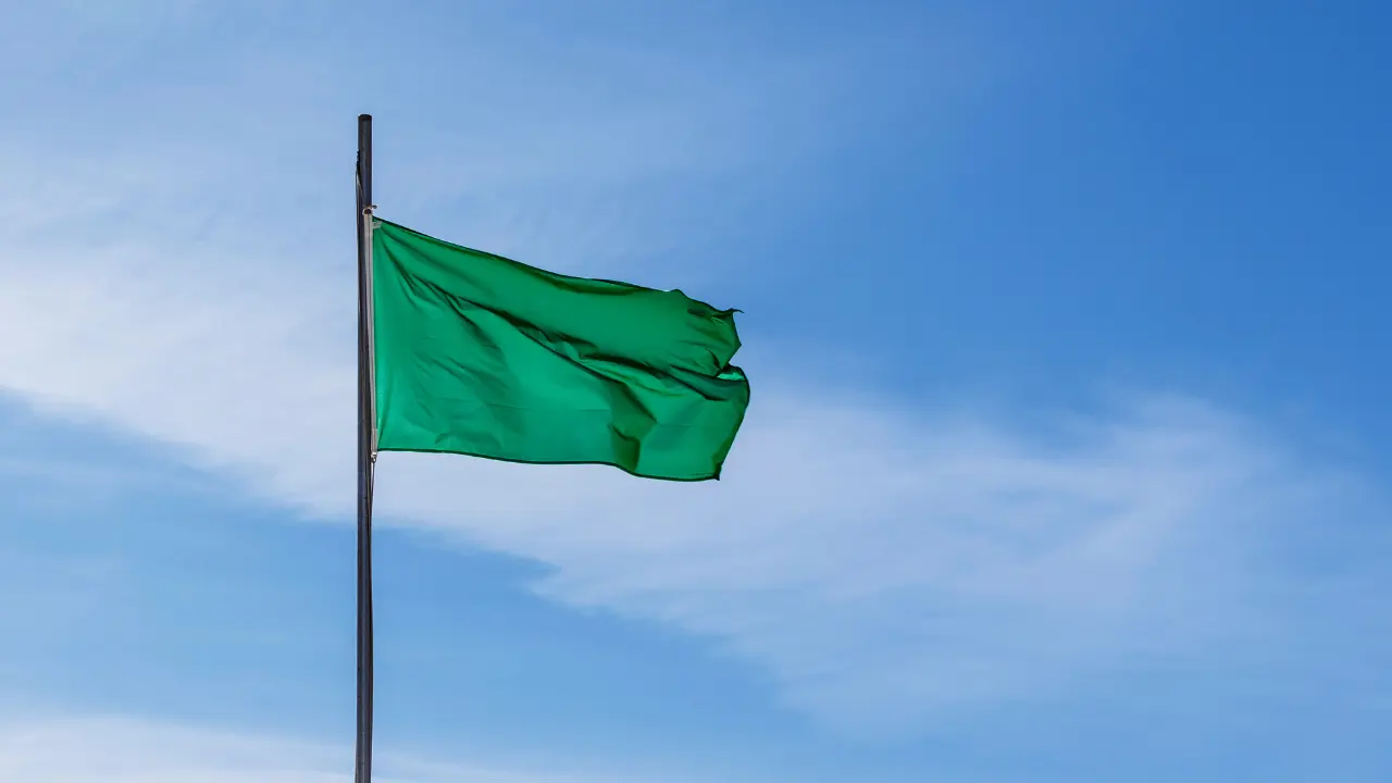 bandiera verde di segnalazione spiaggia