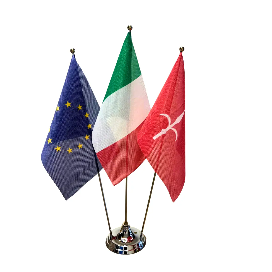 Basetta da tavolo in ottone cromato per bandierine da 1 a 5 posti - immagine 2