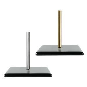 Base portabandiera quadrata in acciaio nero con canotto cromato o oro da 1 a 5 posti per aste D 22
