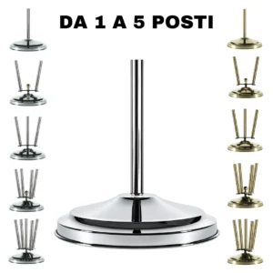 Base portabandiera in ottone cromato o oro da 1 a 5 posti per aste D 22 mm