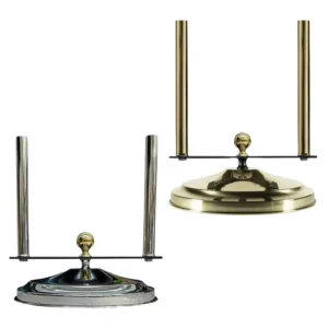 Base da sala per bandiere con piastra dritta in ottone cromato o oro da 2 a 4 posti per aste D 22