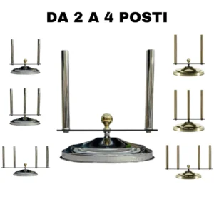 Base da sala per bandiere con piastra dritta in ottone cromato o oro da 2 a 4 posti per aste D 22 mm