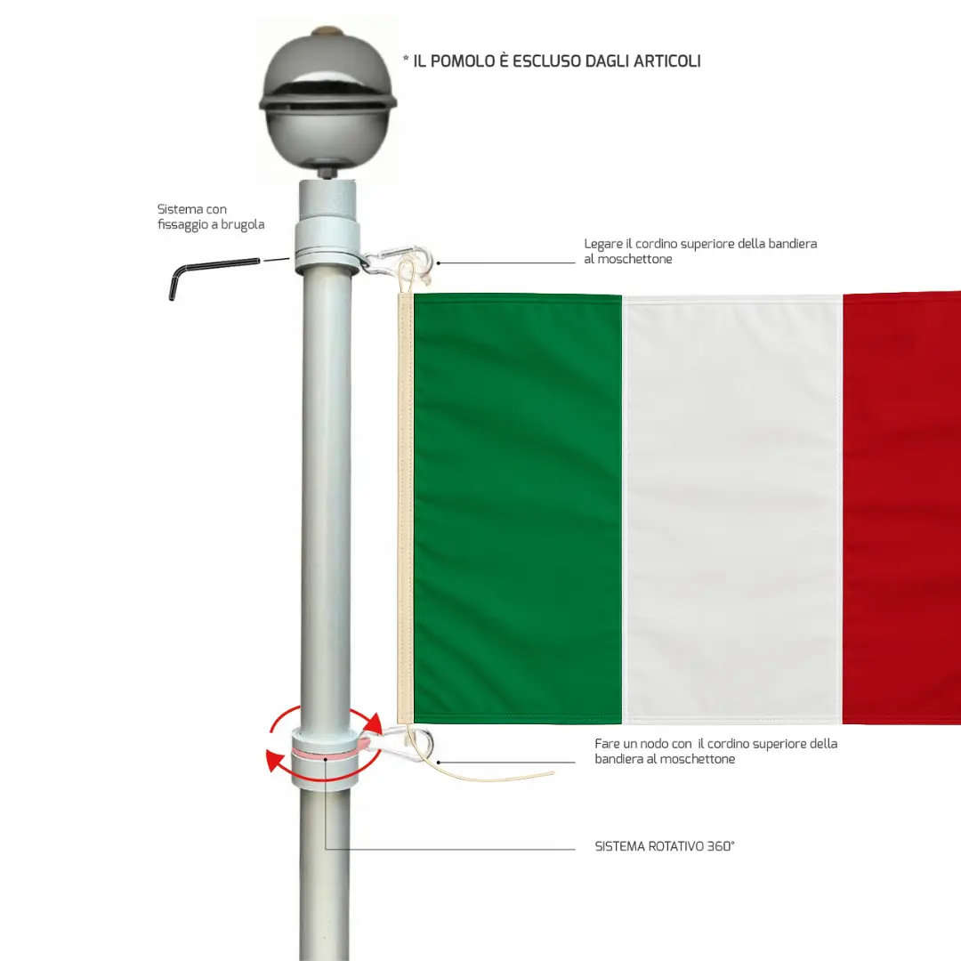 Asta in alluminio D 32 con sistema anti arrotolamento bandiere - immagine 2