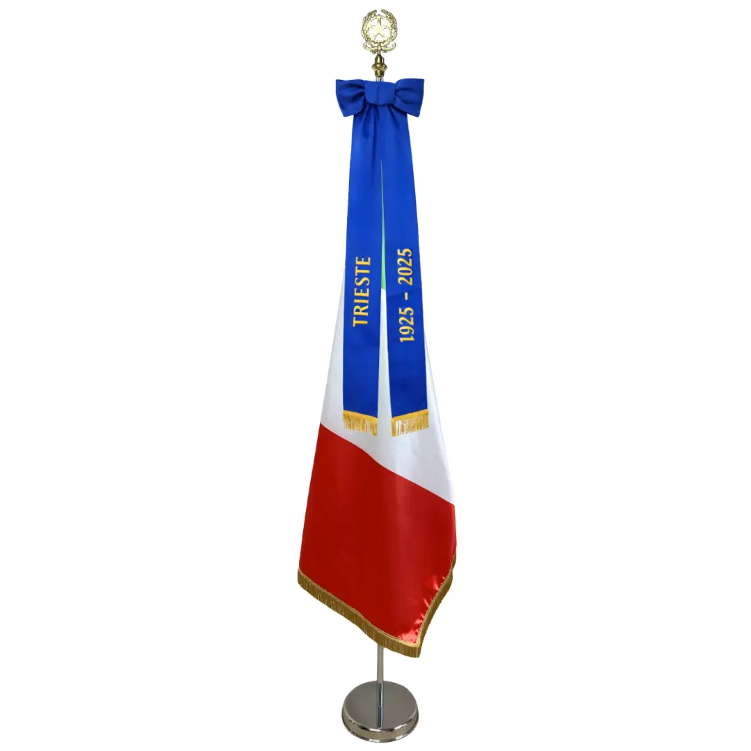 Nastro blu per asta con fiocco ricamato - immagine 2